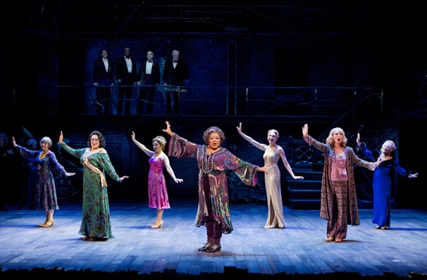 Terri White leads Susan Watson, Florence Lacey, Bernadette Peters, Jan Maxwell, Colleen Fitzpatrick and Elaine Paige in "Who's That Woman" in the 2011 revival of Follies .