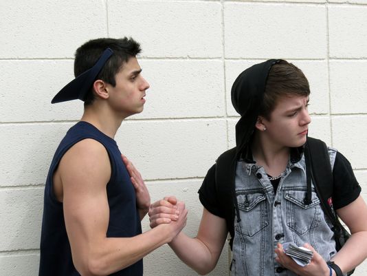Jack (on right) as "Graffiti Pete" in the Trinity Players production of In the Heights.