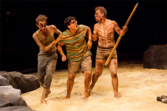 Jack DiFalco (far right) as Roger in The Denver Center for the Performing Arts production of Lord of the Flies.