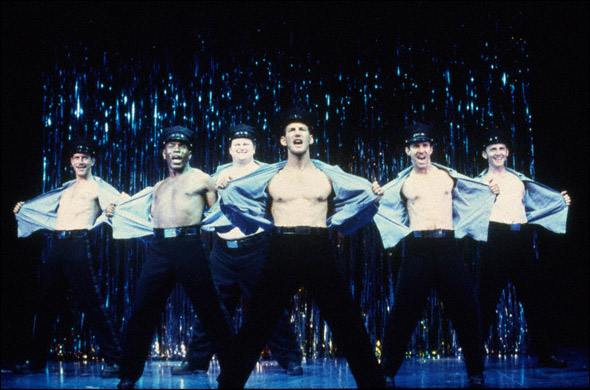 Marcus Neville, Andre de Shields, John Conlee Ellison, Patrick Wilson, Romain Fruge and Jason Daniley "Let It Go" in The Fully Monty .