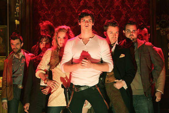 Benjamin Walker and the cast of Bloody, Bloody Andrew Jackson .