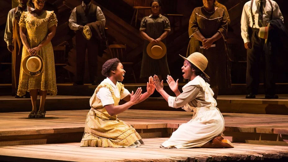 Cynthia Erivo and Joaquina Kalukango in The Color Purple .