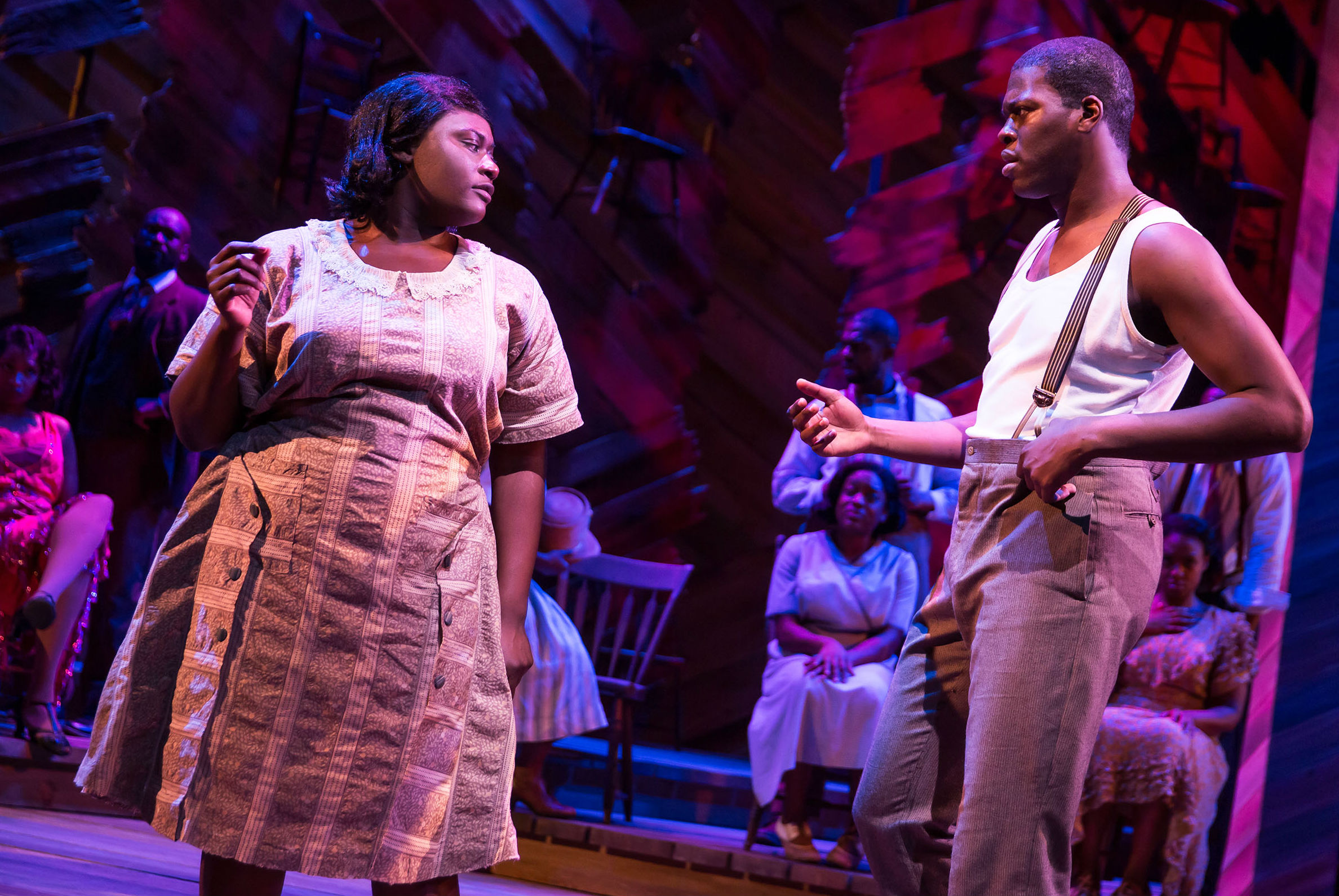 Danielle Brooks and Kyle Scatliffe in The Color Purple .