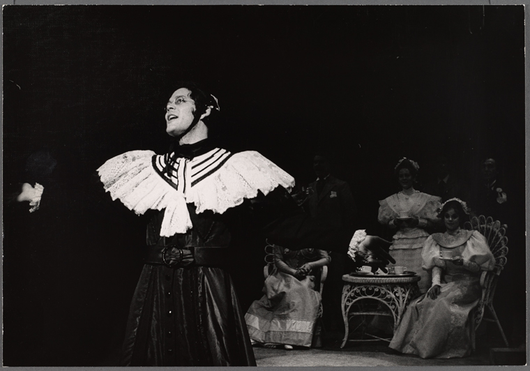 Raul Julia in the 1974 Broadway revival of Where's Charley?
