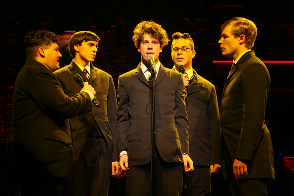 Brian Charles Johnson, Gideon Glick, John Gallagher Jr., Skylar Astin and Jonathan B. Wright in Spring Awakening .