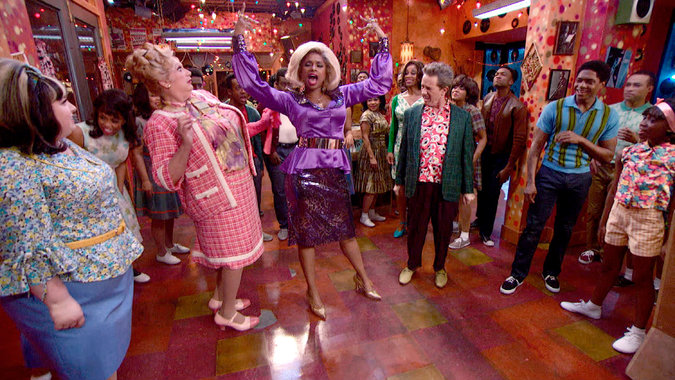 Maddie Baillio, Harvey Fierstein, Jennifer Hudson, Martin Short, Ephraim Sykes and Shahadi Wright Joseph in Hairspray Live!