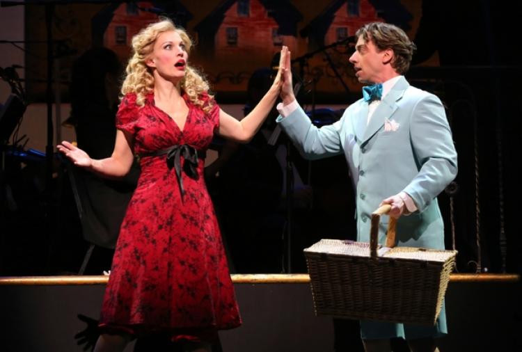 Rachel York and Christian Borle in Little Me .