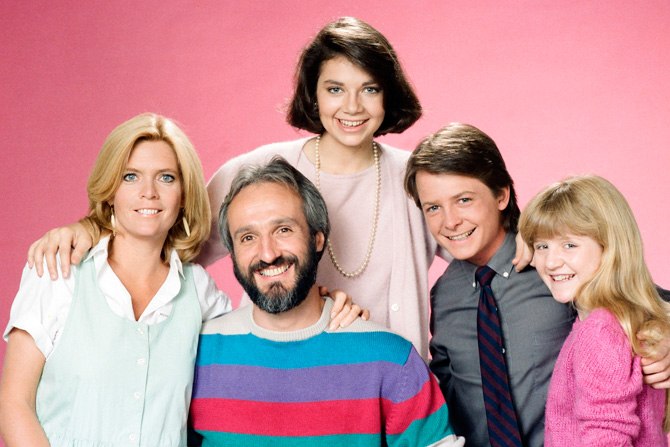 Meredith Baxter, Michael Gross, Justine Bateman, Michael J. Fox and Tina Yothers