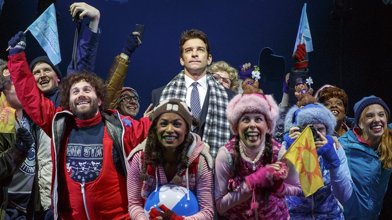 The ensemble of Groundhog Day surround Andy Karl.