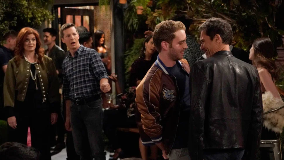 Debra Messing, Sean Hayes, Ben Platt and Eric McCormick