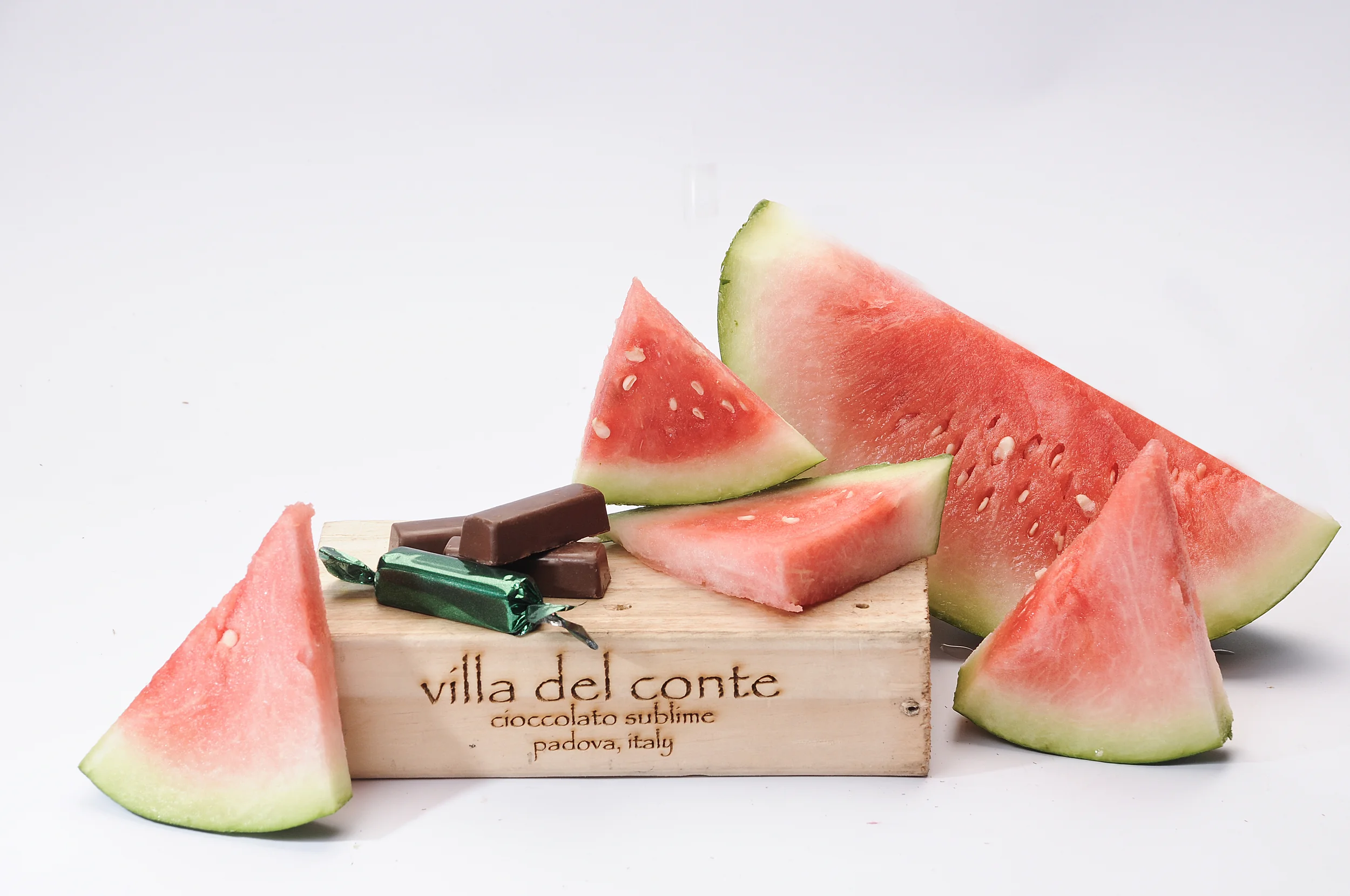 Milk chocolate with watermelon cream filling