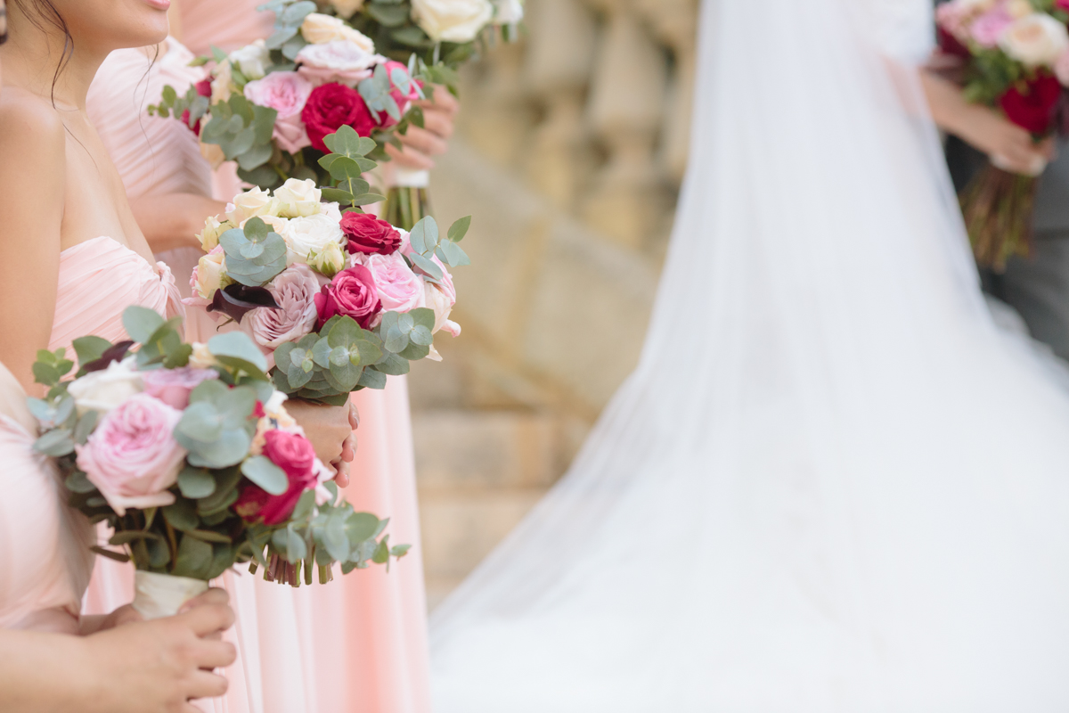 Pink bridemaid flowers 
