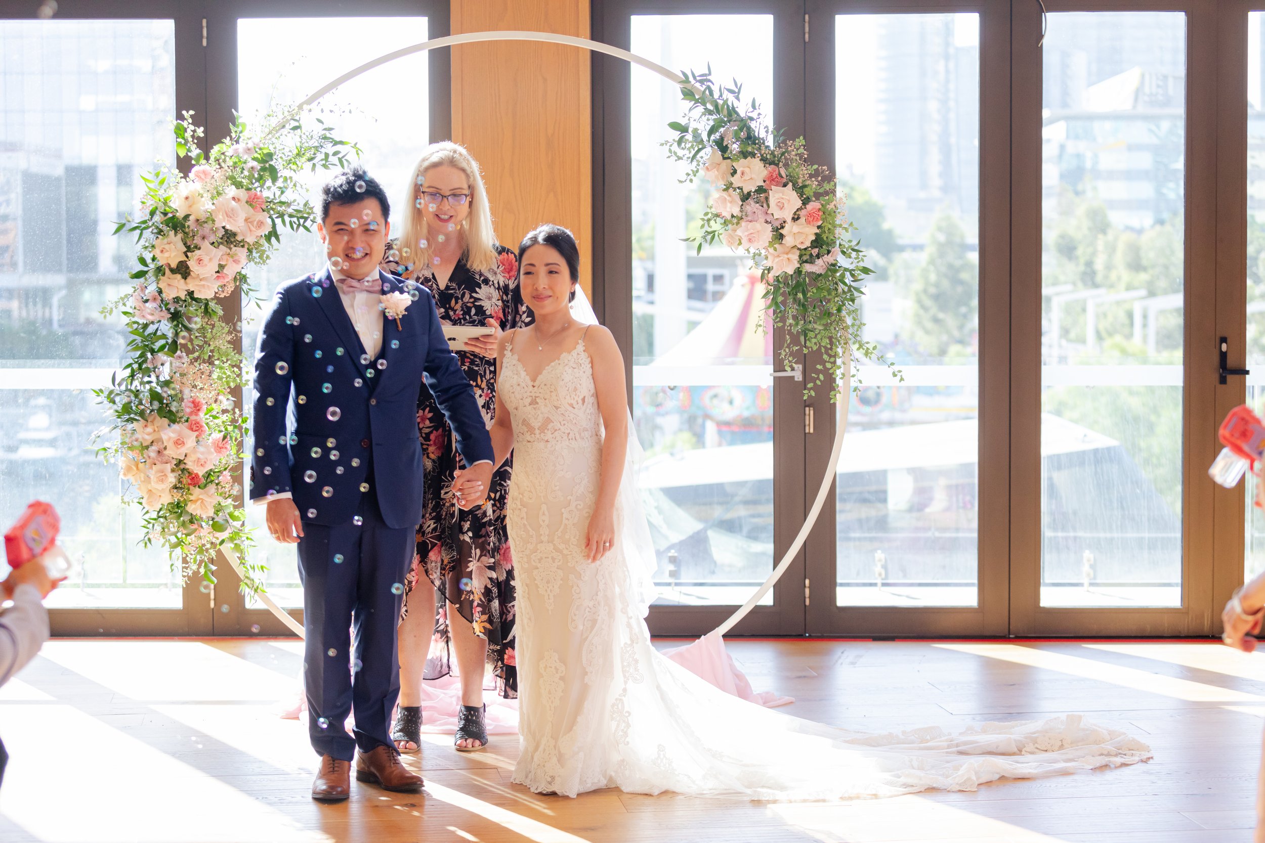 bride and groom at the altar