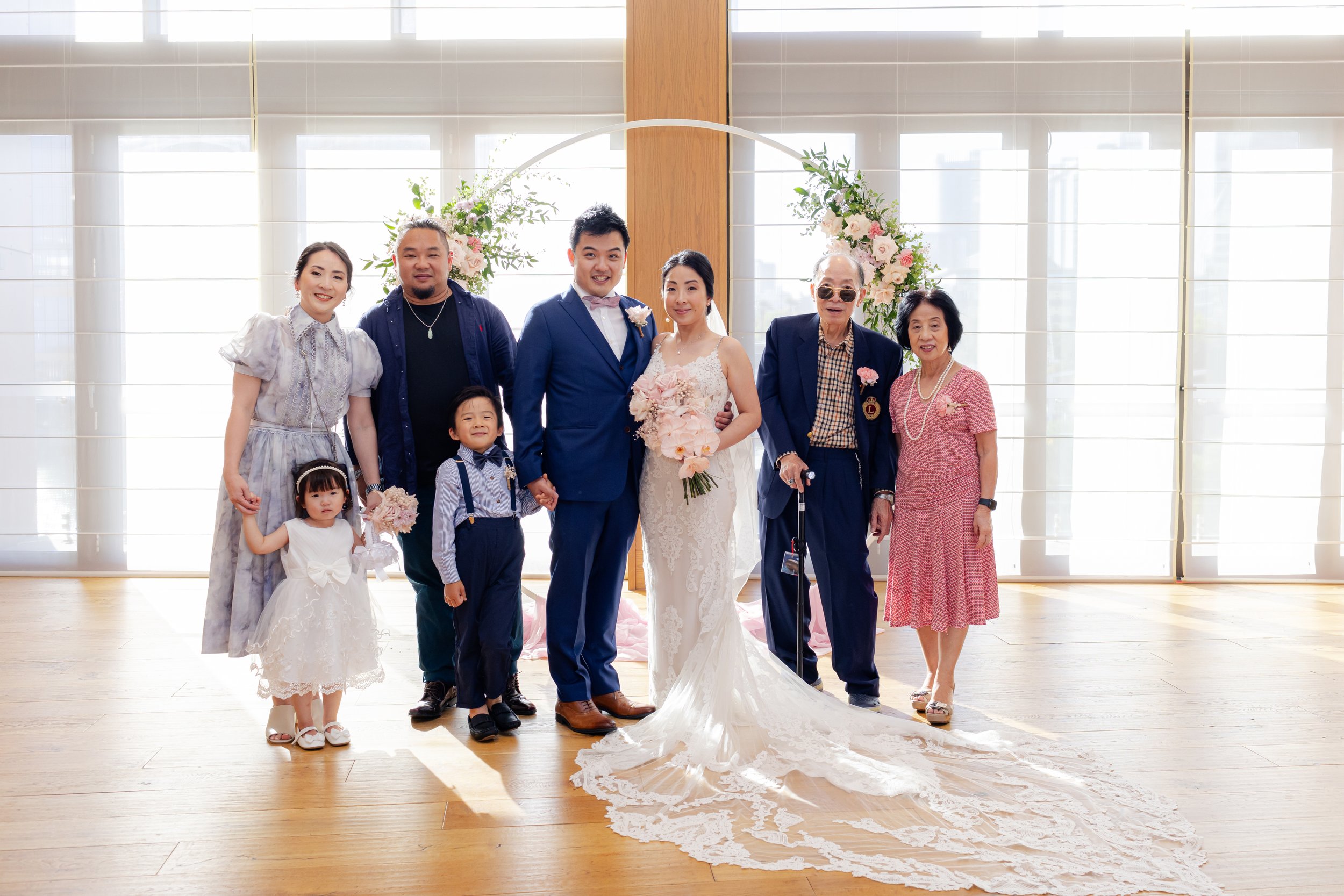 wedding pictorial of families with groom and bride