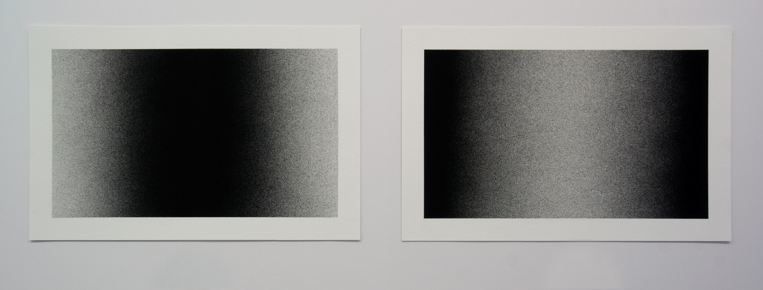  Fuzz   diptych, edition of 5   Ultra-Flat Black spray paint on Paper  9x14 ea. 