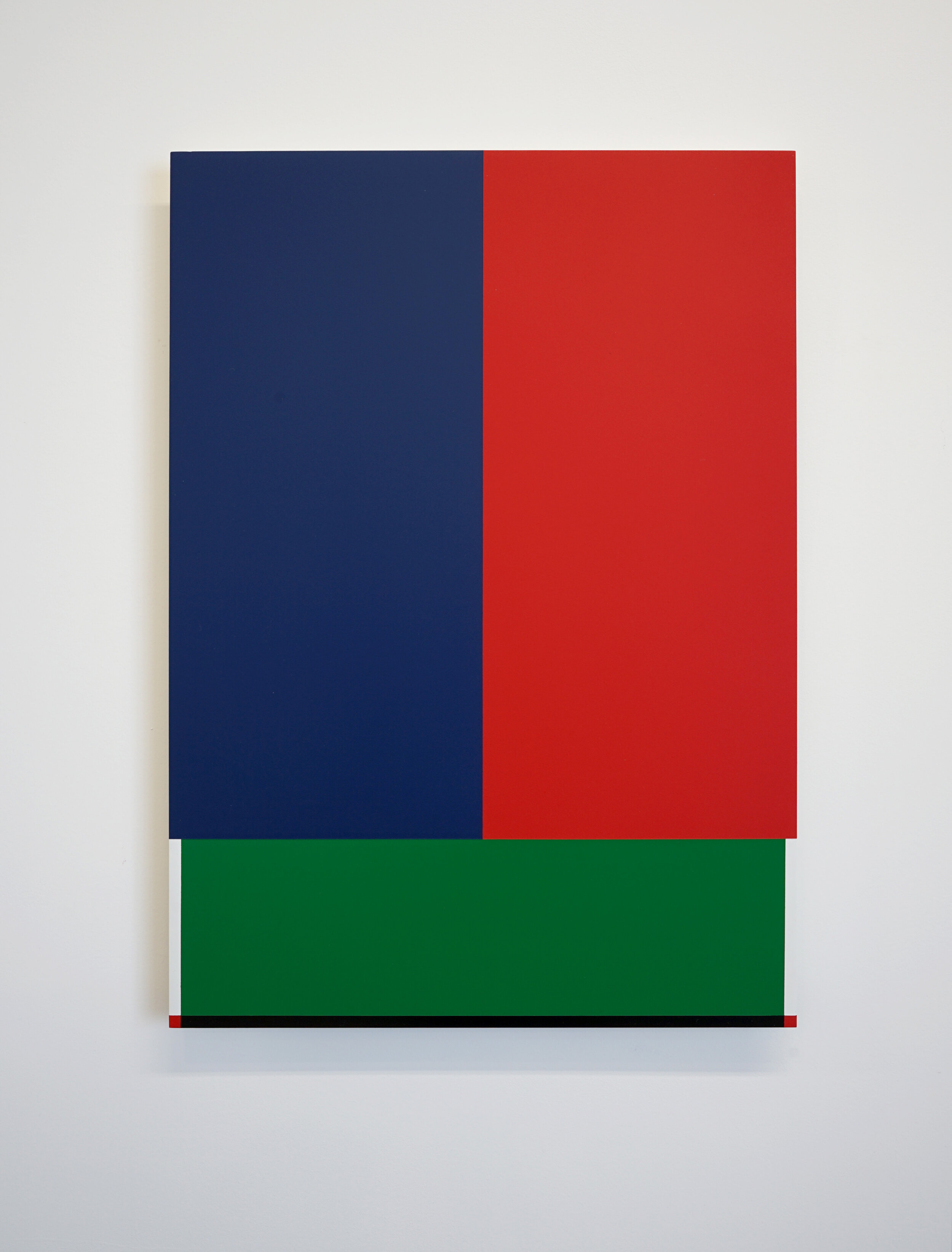  “Red And Blue Over Green”  2019  28” x 20”  spray paint on aluminum 