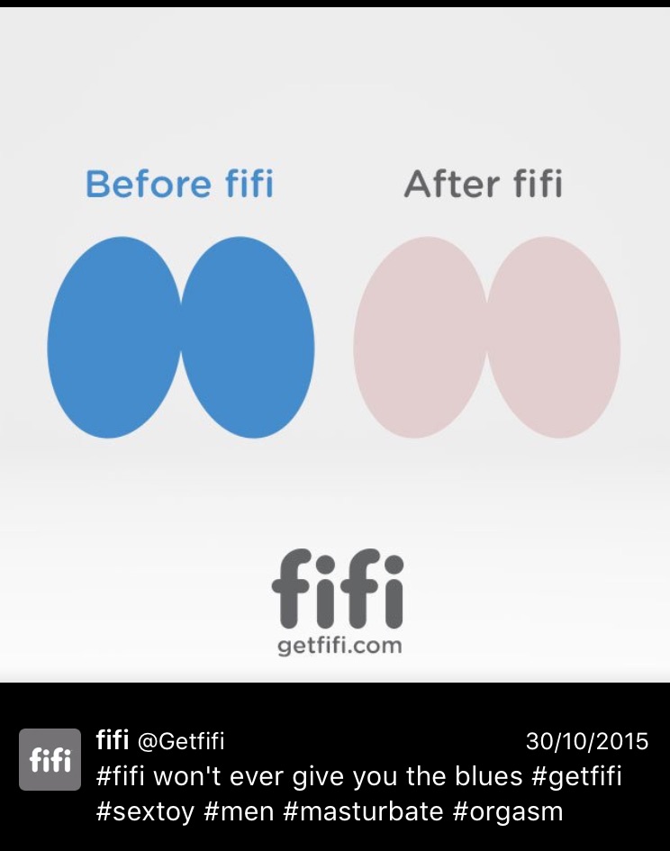 It took me a disturbingly long amount of time to get this. For a while, I thought they were ovaries and I was like, how are you going to fix my ovaries, Fifi?! Are you donating to cancer research? Looking for a cure for endometriosis?! And then I was like, "Oh...they're balls". #orgasm