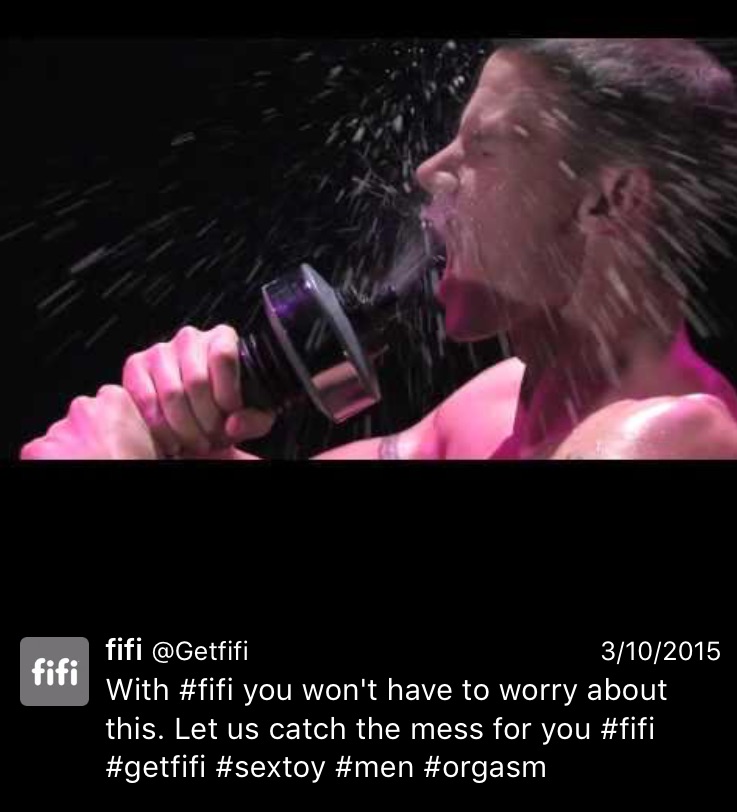 I have a question for the #men. Is this...does this happen often when you #orgasm? Do you often struggle with the sheer force of your ejaculate spraying you in the face? Is this a problem that #fifi is going to fix for you? 