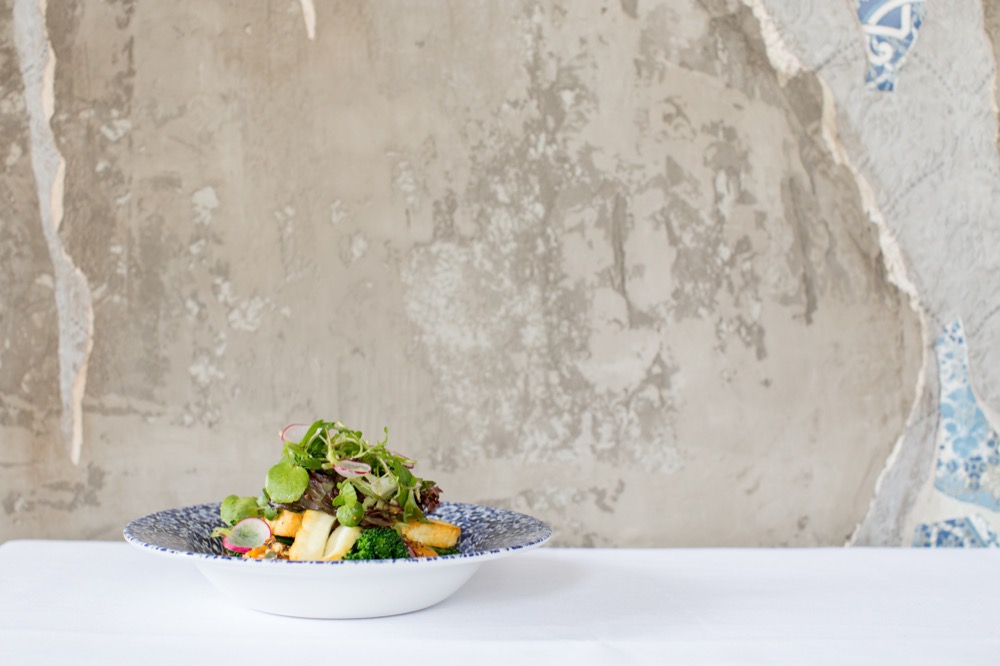 Six Storeys interior, a bowl of interesting salad