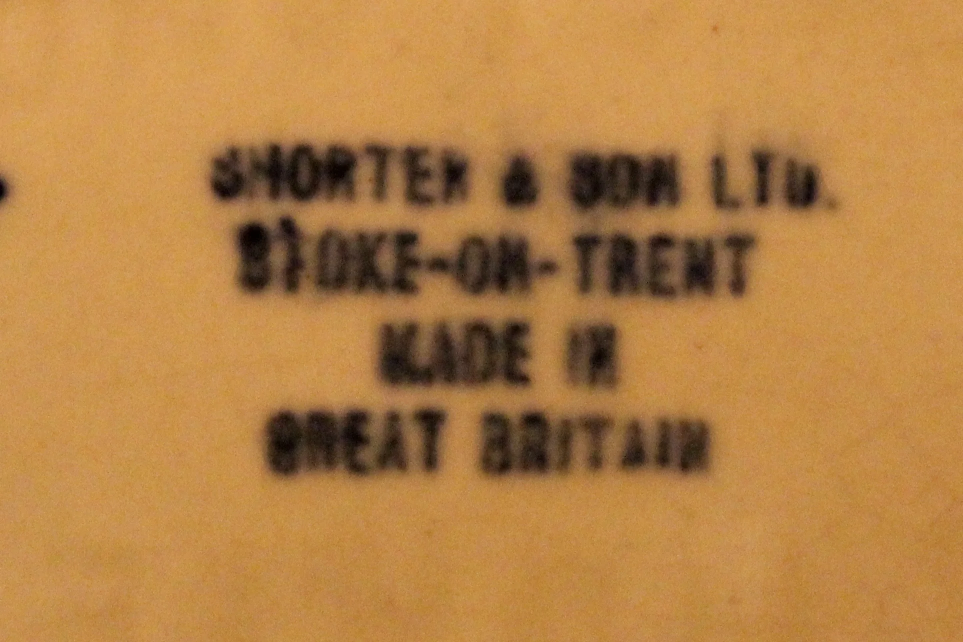 Shorter and Son - older makers mark