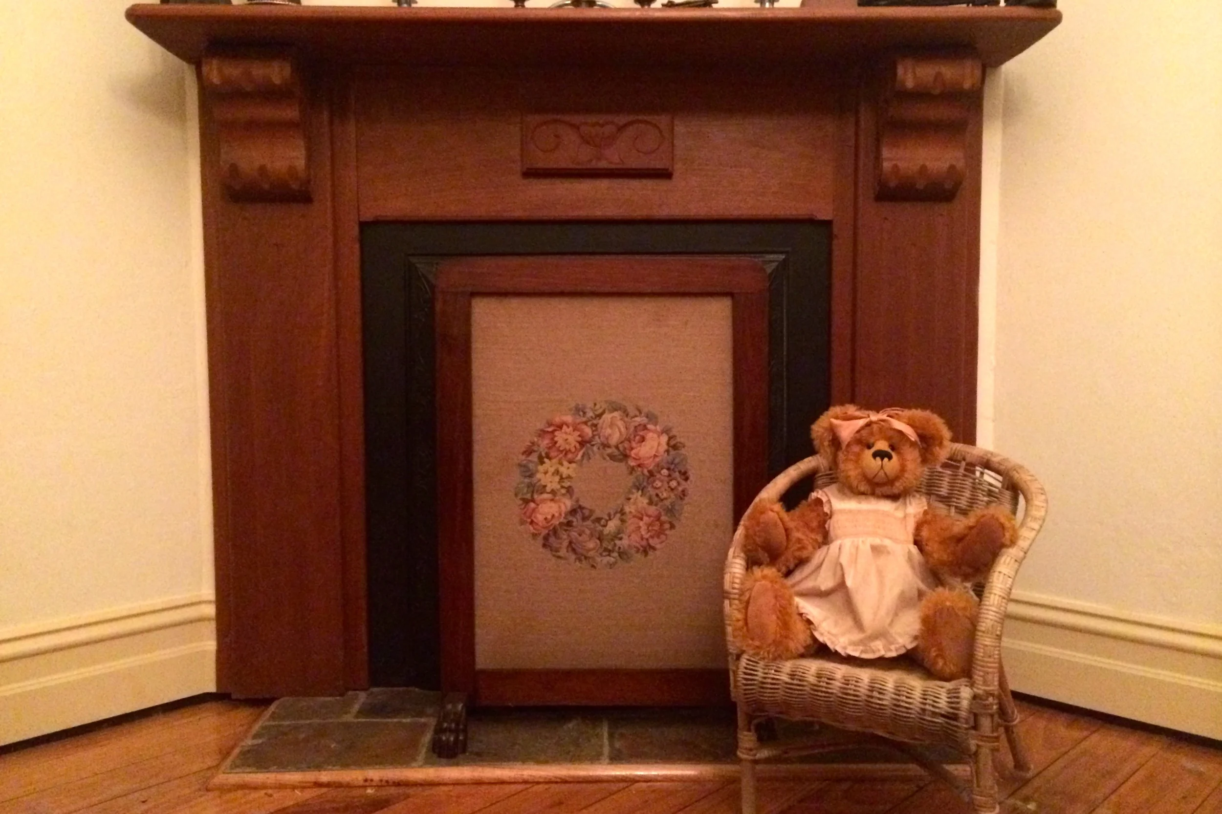 Edwardian Fire Screen and Child's cane chair