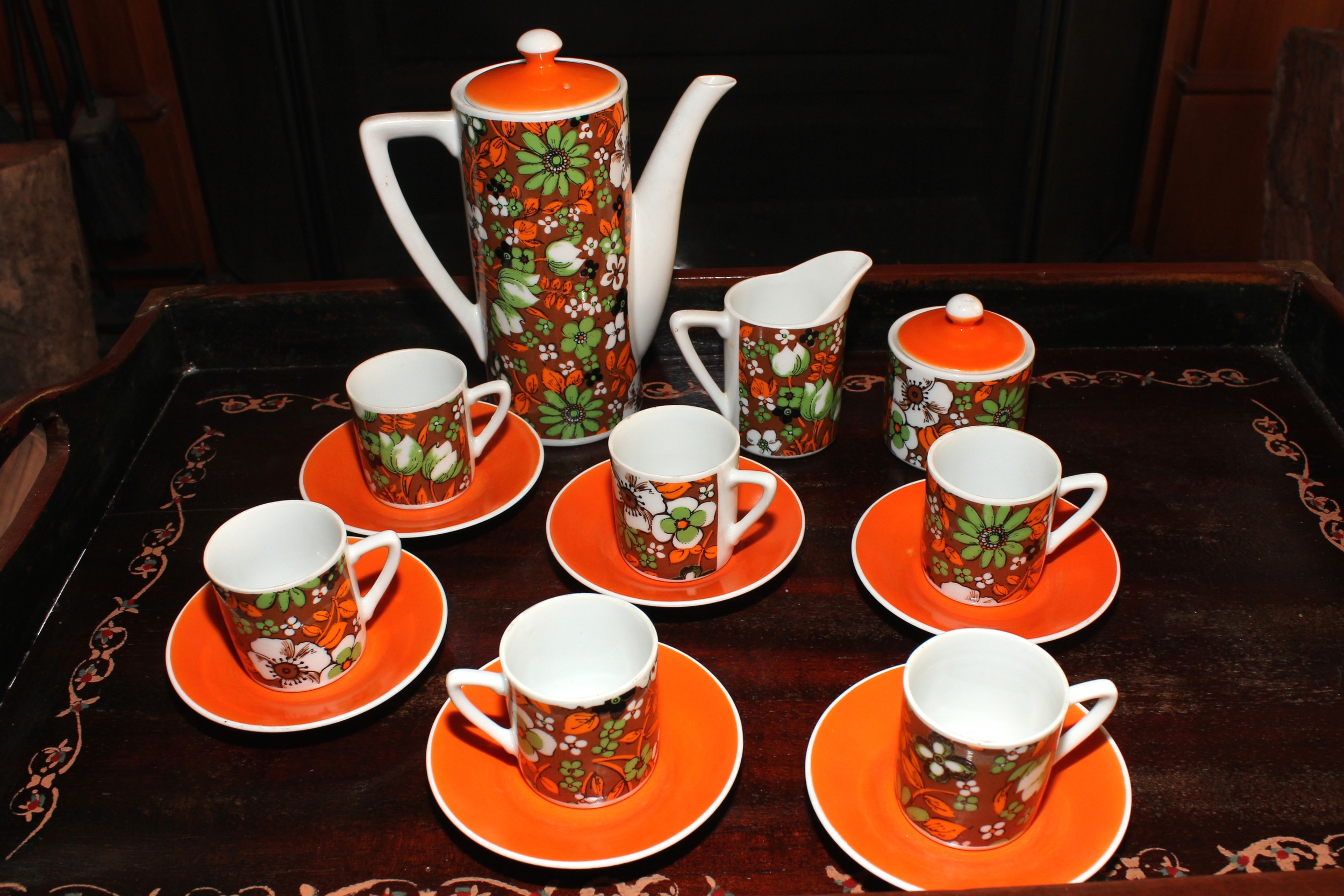 Retro Coffee set with Coffee Pot Milk Jug and Sugar Bowl