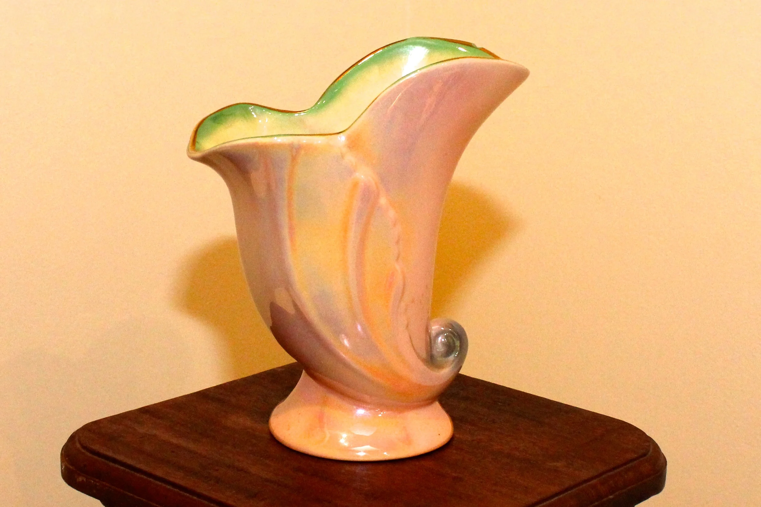 Pink and Green Lustre Ware Vase