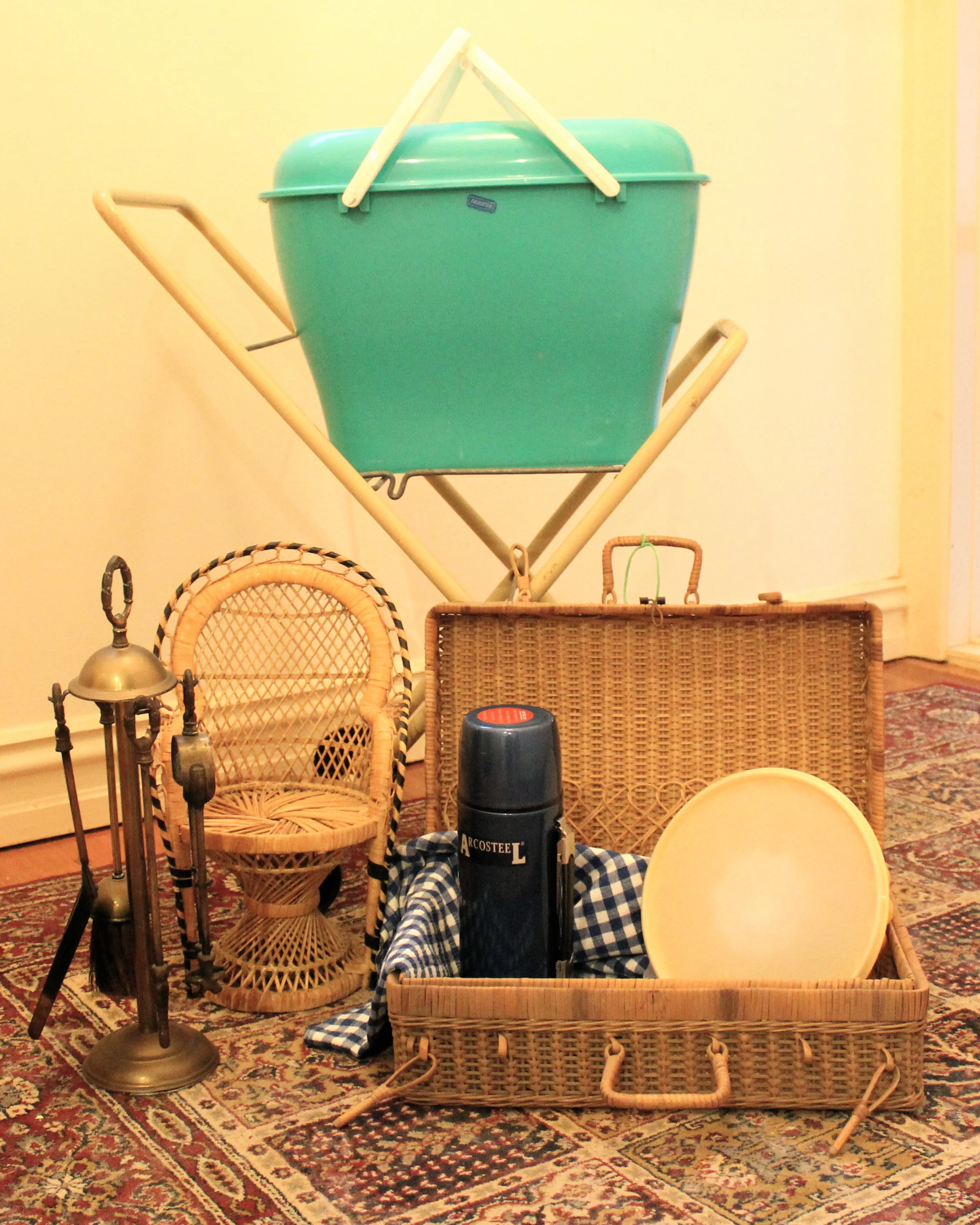 Vintage Wicker, washing trolley and hamper