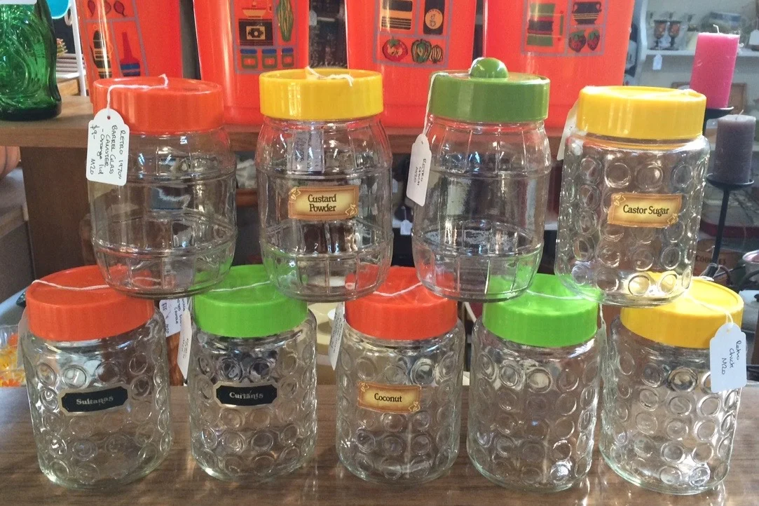 Retro Bubble and barrel Glass canisters
