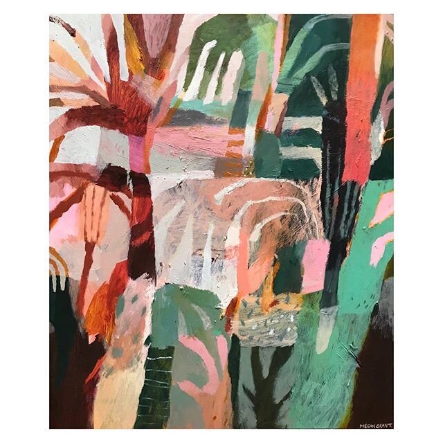 From the Autumn exhibition at @fenton_and_fenton , that happened so fast I never got a chance to share all of my pieces here. 
This one was &lsquo;CANOPY COLOURED&rsquo; - oil on canvas (sold)
Semi inspired by some jungle curtains I had in my childho