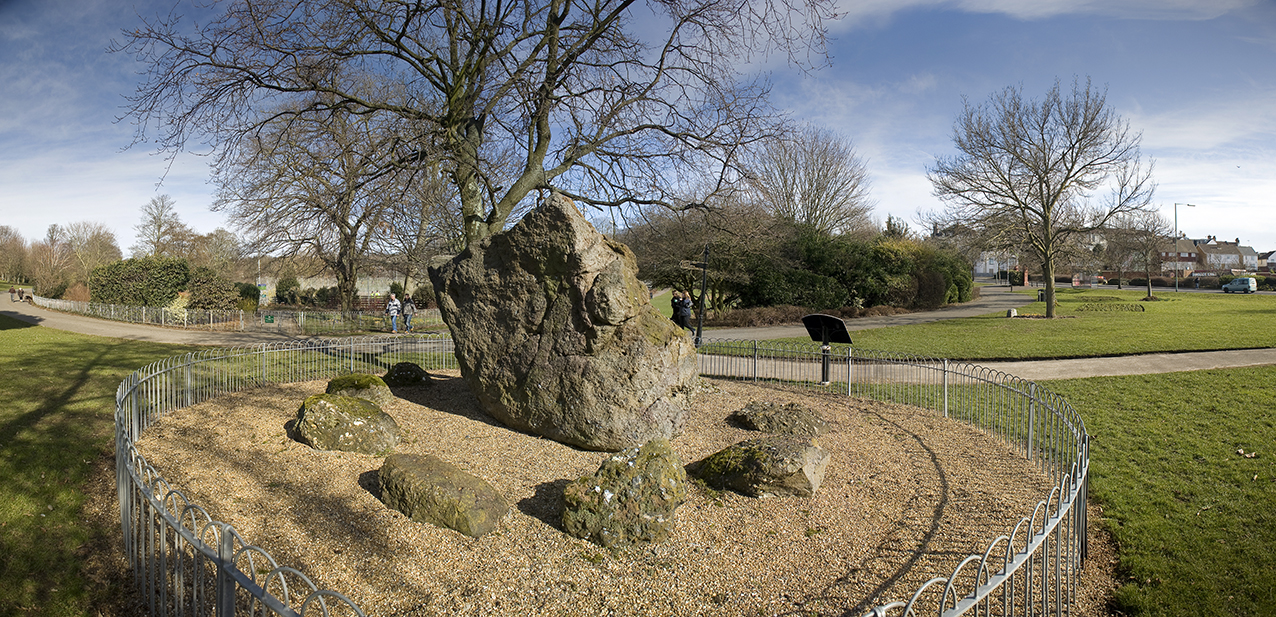 The stone in its original setting at Goldstone Bottom never had the surrounding stone circle