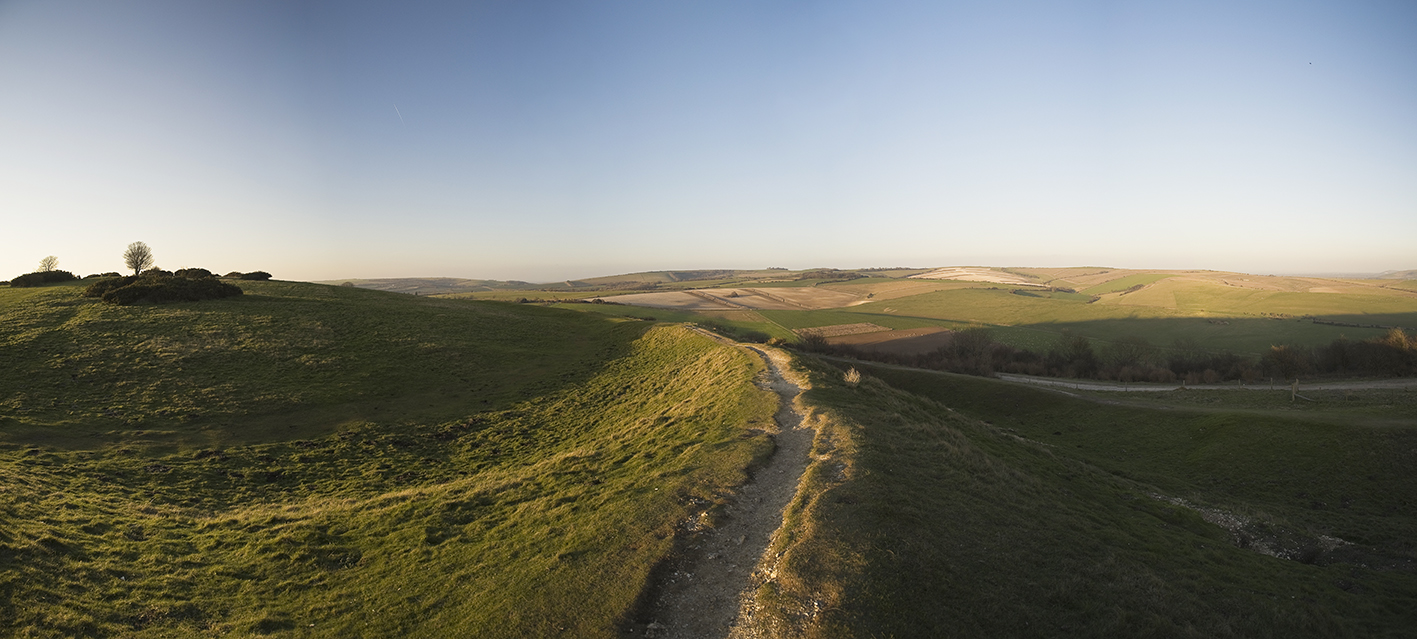The eastern ramparts and views over the South Downs