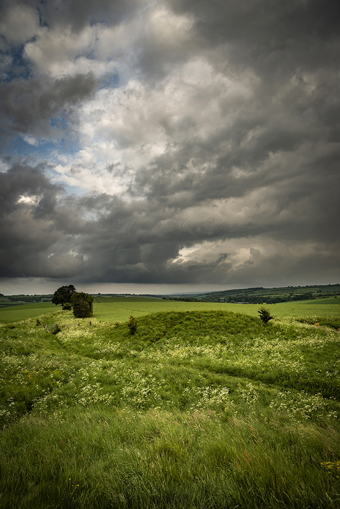 Looking back from the most Southerly barrow towards the village of Aldbourne