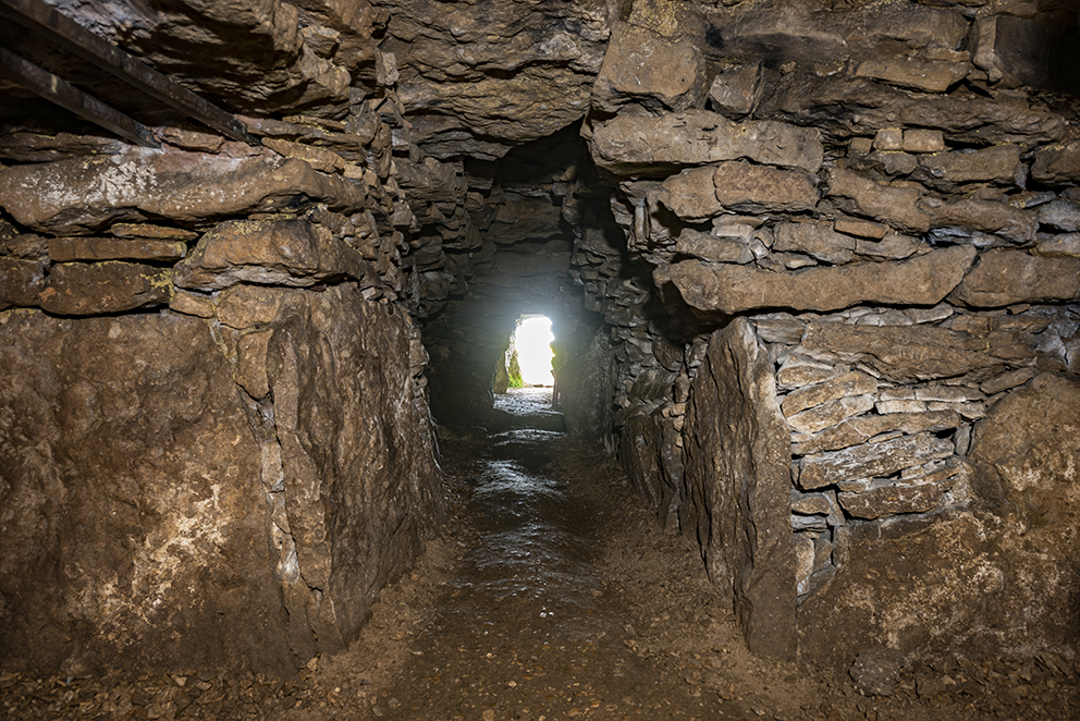 At the very back of the long barrow, some 42 feet from the entrance and just a tad claustrophobic
