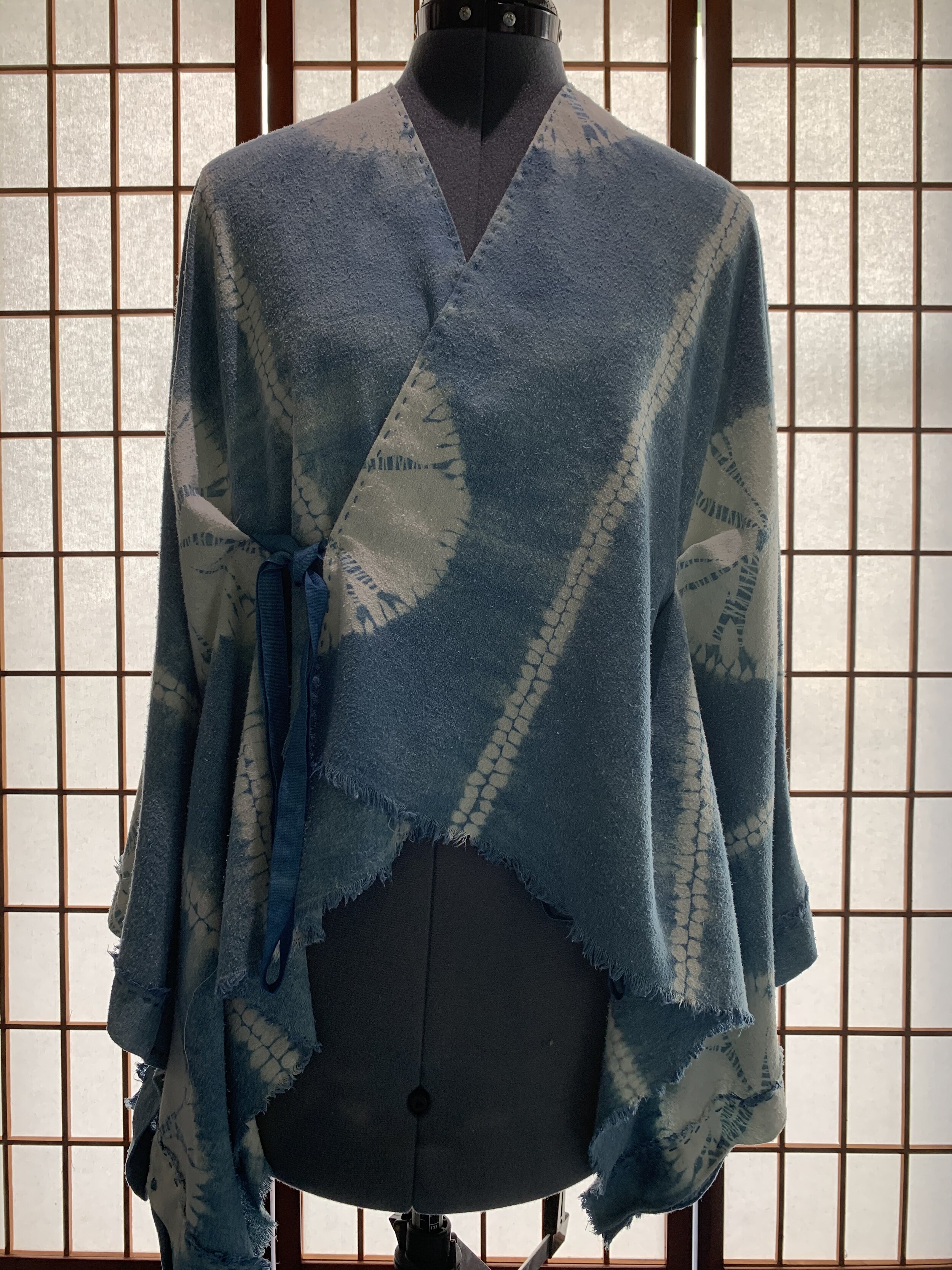 Silk Noil Shibori Kimono Wrap