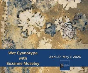 ✨ ONE SPACE LEFT ✨
Wet Cyanotype with Suzanne Moseley
📅 April 27 &ndash; May 1, 2026
📍 Aya Fiber Studio | Stuart, FL

A five-day creative retreat exploring light, nature, and photographic printmaking on fabric and paper.

Step into the luminous wor