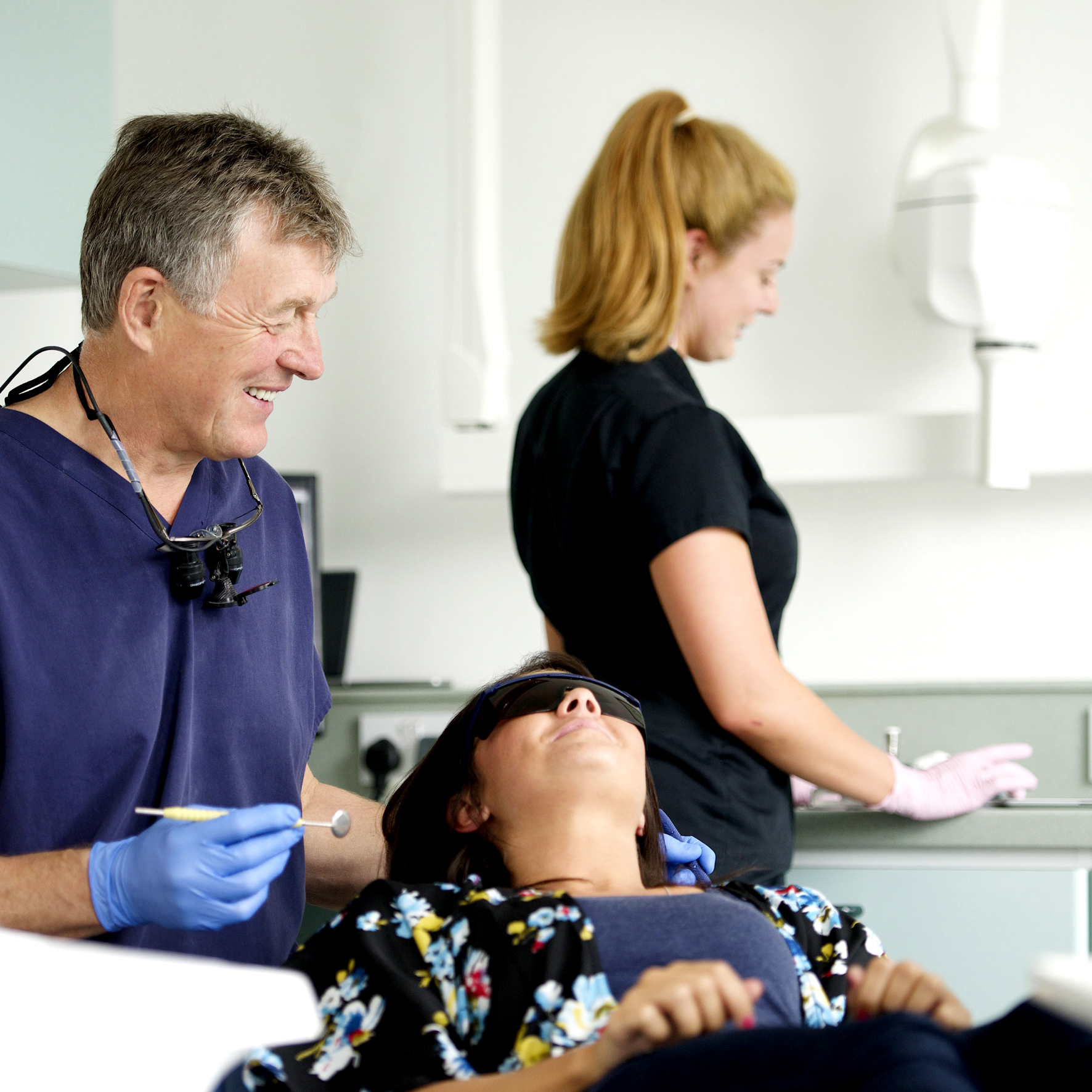 Rob preparing to examine a patient.