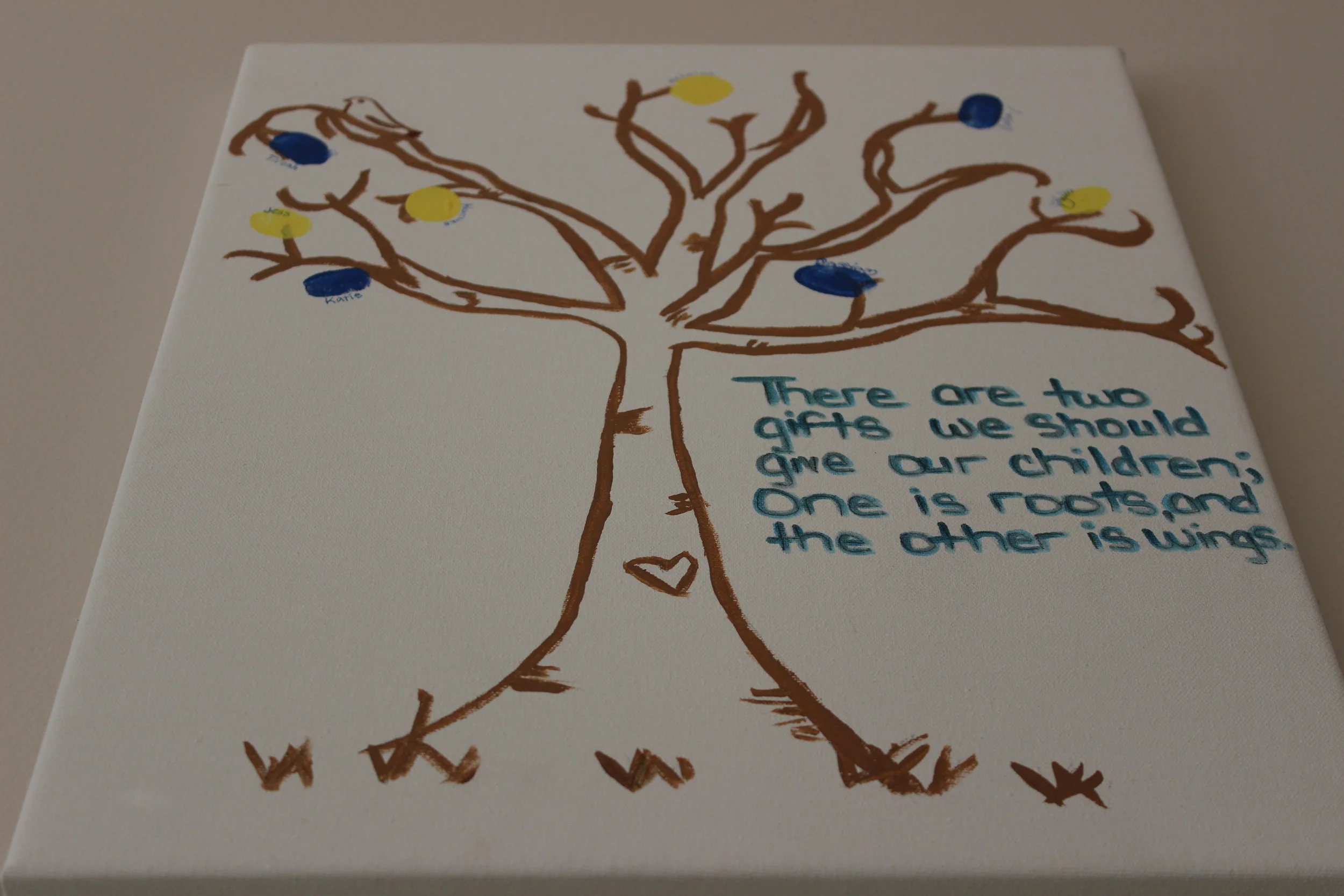  Gabriel's amazing fingerprint tree. Each of the wonderful ladies who attended our Faith Church baby shower left her print on this tree to remind Gabriel (and us) how much he is loved and how many people will leave their prints on his life.&nbsp; 