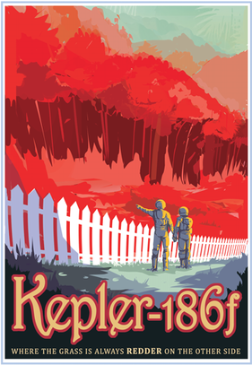 Kepler-186f is the first Earth-size planet discovered in the potentially 'habitable zone' around another star, where liquid water could exist on the planet's surface. Its star is much cooler and redder than our Sun. If plant life does exist on a planet like Kepler-186f, its photosynthesis could have been influenced by the star's red-wavelength photons, making for a color palette that's very different than the greens on Earth. This discovery was made by Kepler, NASA's planet hunting telescope.
