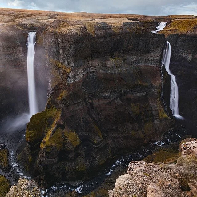 If you had only one waterfall to choose from while visiting in Iceland, I would insist you see Haifoss. The drive is long and bumpy, which keeps most vans and RV's at bay. Once there you can marvel at it from the top or hike down and stand directly i
