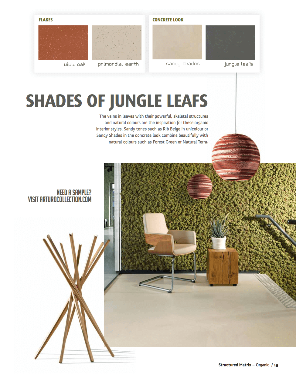 Mood board featuring Shades of Jungle Leaves floor colour palette.