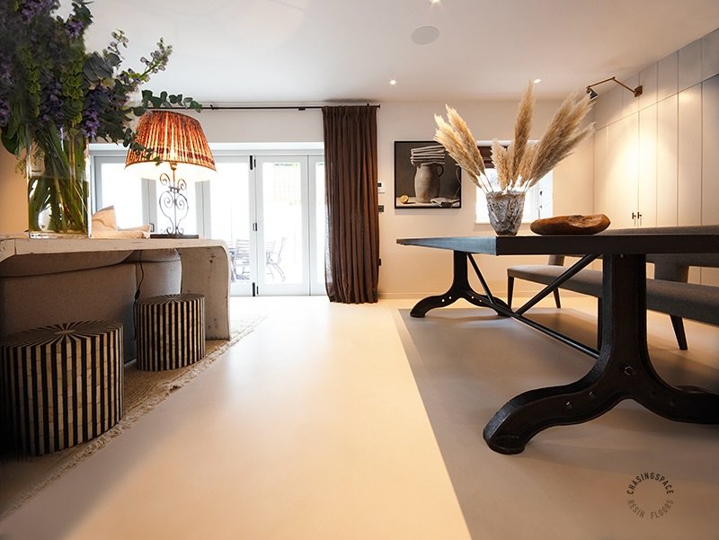 Our 55m2 PU Comfort Floor in a rib beige colour complements the warm atmosphere of this cosy Hampstead home. 

✨ Ready to transform YOUR residential floors?
👉🏻 DM us for more information and a free quote. 

#chasingspace_floors #resinfloors #resinf