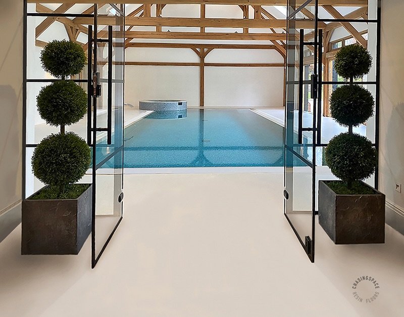 Highlighting the smooth transition from dry area to poolside with our 80m&sup2; PU Resin Comfort floor in beige colour.

It seamlessly blends function and design, with slip-resistant features for a luxurious and safe pool environment. 💦

Resin Floor