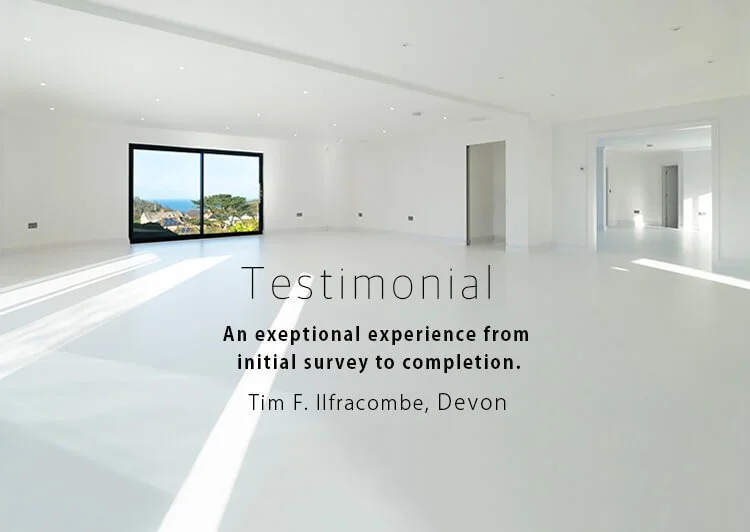 Client feedback for a white resin floor in Ilfracombe, Devon.