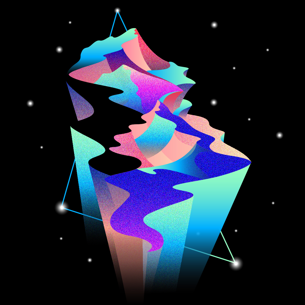 In response, I illustrated vibrant, saturated mountain peaks with shear cliffs, hovering like a hologram in space. The final cover was printed on a metallic-silver paper stock. Issue 13 i now sold out.
