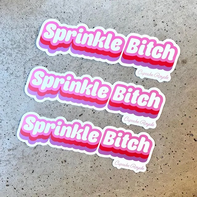 New sticker graphic for @cupcakeroyale ! Can&rsquo;t wait to see these around the city ✨ .
.
.
.
.
.
#sprinklebitch #design #graphicdesign #stickers #stickerdesign #designer #sprinkle #bitch