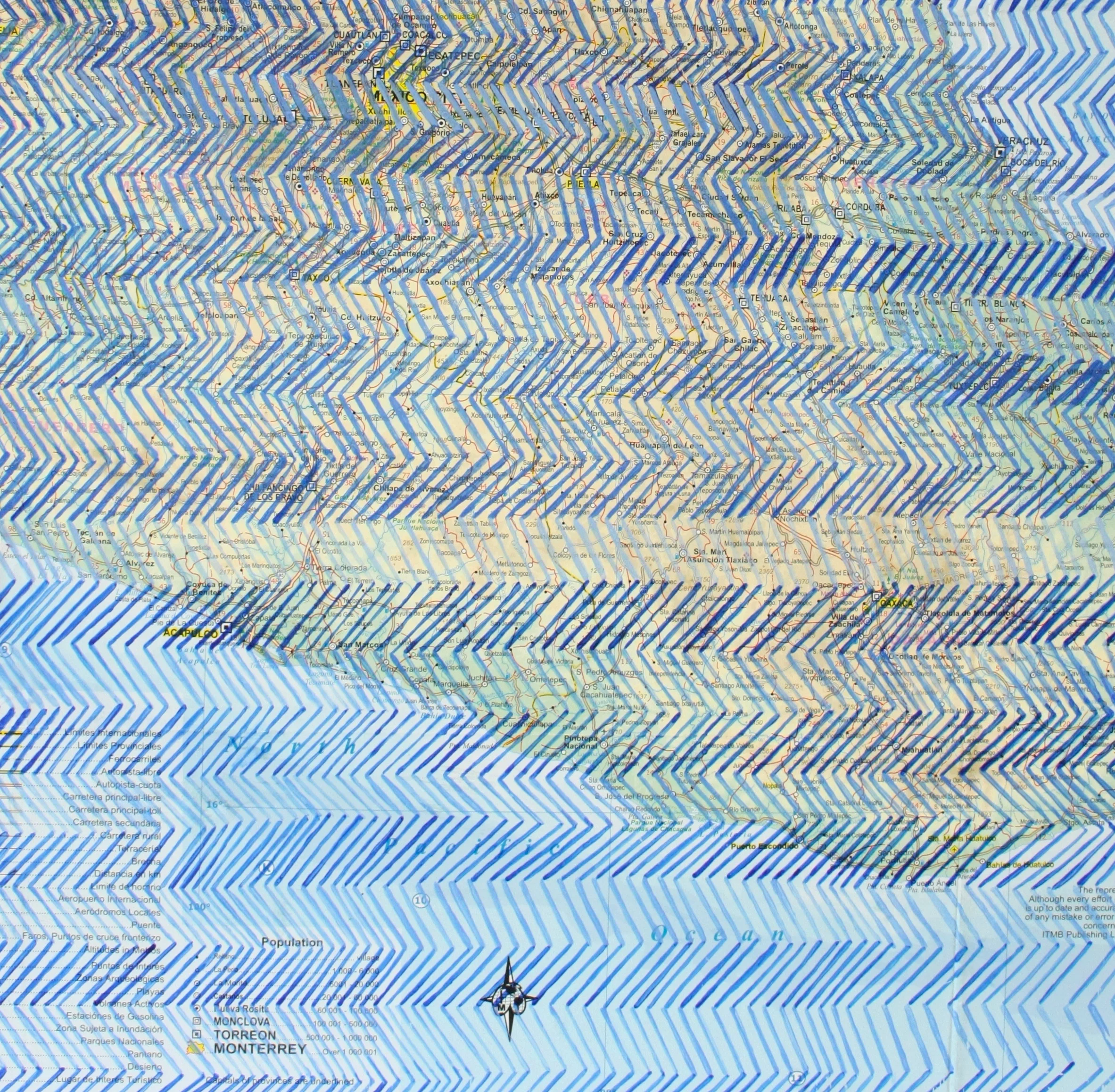 Punta Cometa (Ultramarine Blue) , acrylic, found map on board. 12 x 12 " 2014