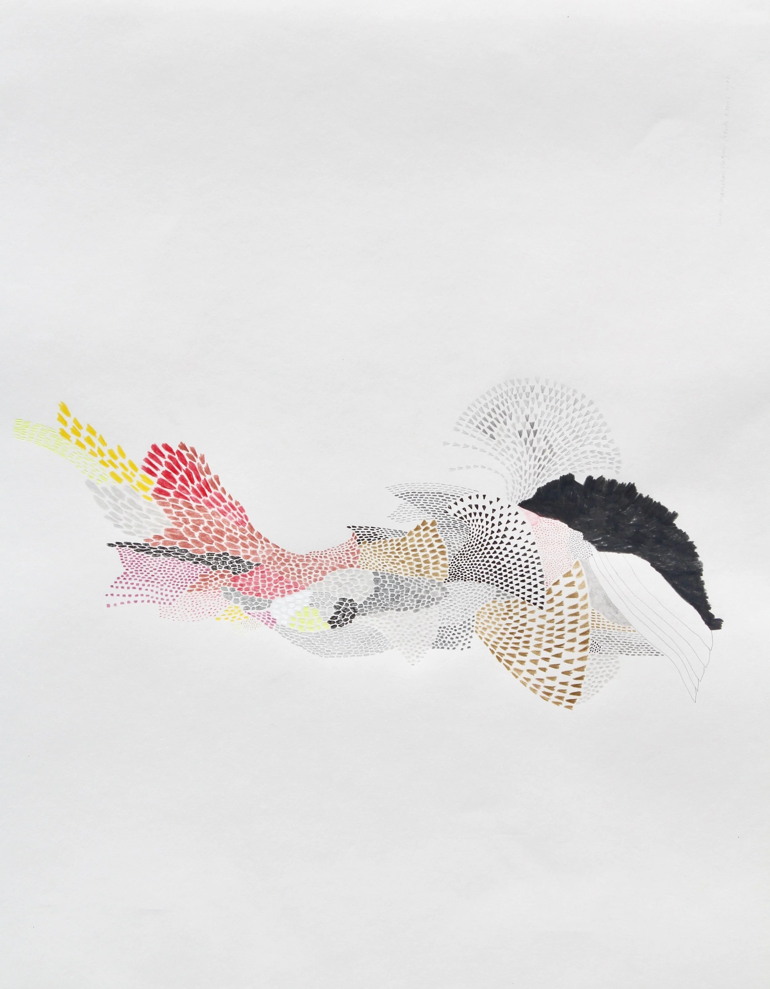 Una mancha negra frente a mis ojos, mixed media on paper, 24 x 32”, 2017