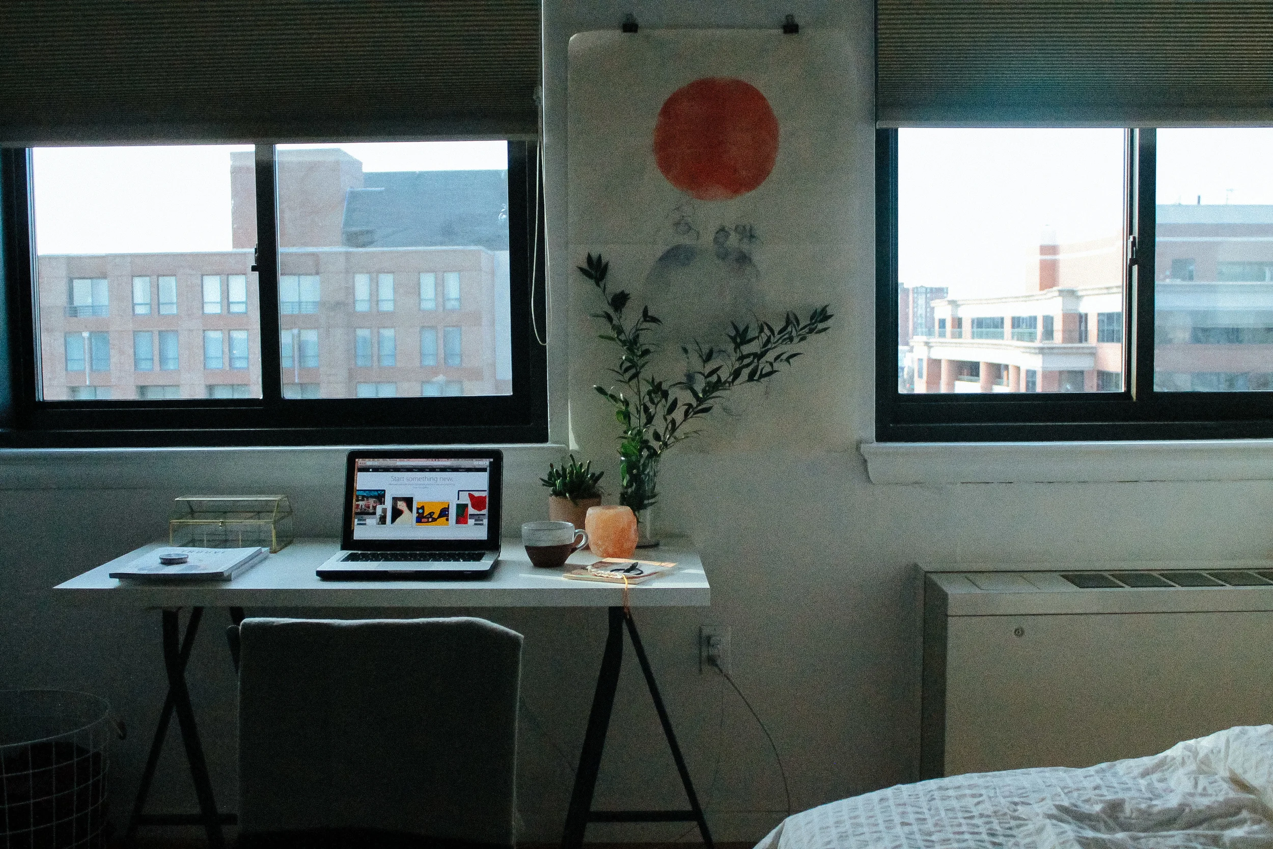 One of our goals for the home is to get the rooms decorated exactly how we want. Our bedroom, pictured above, is a work in progress.