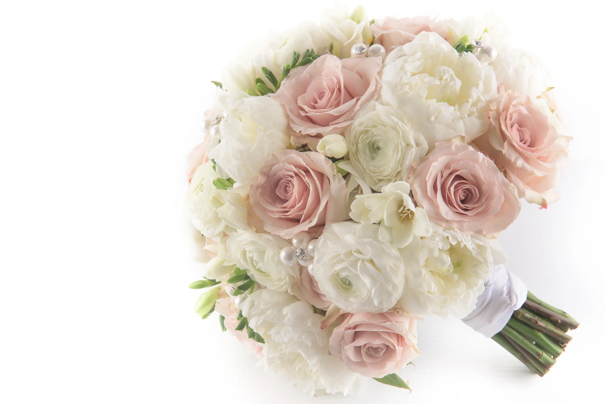 White Ranunculus with Roses